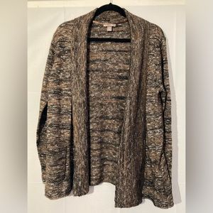 White Stag Women’s Brown/Black Long sleeve Cardigan sweater, Size Large